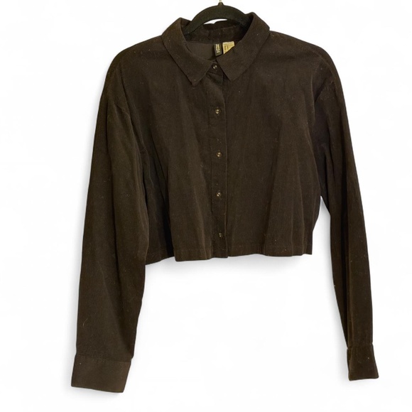 Boxy Cropped Corduroy Button Up - Picture 1 of 4